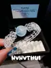 Joyería Acuamarina Cielo Estrellado Topacio Nariz de Toro Pulsera de Cristal Blanco Nuevo Estilo Chino Ojo de Tigre Topacio Pulsera de Cuentas Azules