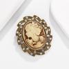 Retro Beauty Head Gem Brooche Tribunal Europeu e Americano Fixo Pin Personalidade Moda Roupas Femininas Casaco Acessórios Jóias