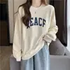 Sudadera Retro Americana con Cuello Redondo para Mujer en Otoño e Invierno Nueva Marca de Moda Estampado de Letras Versátil Estilo Holgado Perezoso Top de Manga Larga