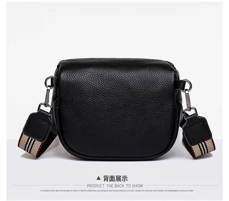 跨境质感包包女2021新款潮牛皮女包时尚马鞍包简约胸包单肩斜挎包