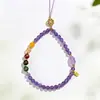 Colgante de Cadena para Teléfono Móvil Dios de la Riqueza de Cinco Vías Amatista Natural Estilo Chino Ágata Fortuna Colgante para Funda de Teléfono Móvil para Mujeres Venta al por Mayor