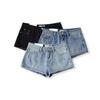 Shorts Mini de Mezclilla de Tiro Bajo de Verano 2025 para Mujer Estilo Europeo y Americano Retro Nicho Pierna Ancha Línea A Ultracortos Hot Pants Trendy