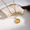 Collar Circular de Acero de Titanio con Carácter de Fortuna para Mujer, Cadena para Clavícula Estilo Chino de Lujo Ligero, Joyería Simple Versátil de Moda, Elegante para el Trabajo