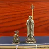 Estátua de Ksitigarbha em Latão Antiga Vintage Mini Estátua de Buda para Oferenda em Casa Mini Buda Ksitigarbha Chinês Ornamento de Buda de Polegada