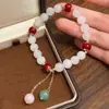 Pulsera de Piedra Natural Roja Perla Swarovski Estilo Retro Chino Moda Versátil Joyería de Alta Gama Personalidad Única Temperamento