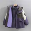 Jaqueta Corta-Vento Infantil Masculina Três em Um Destacável Conjunto Duas Peças para Primavera, Outono e Inverno Outdoor Jaqueta Corta-Vento Infantil Média e Grande Impermeável Espessada
