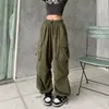Pantalones Casuales Rectos de Trabajo Harajuku Retro Hip-Hop de la Calle Principal Americana con Bolsillos, Pantalones Paracaídas Plisados, Pantalones Largos Sueltos