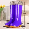 Botas de lluvia de caña alta, zapatos impermeables, zapatos de goma, cubrebotas, zapatos de algodón cálido de moda de caña media para mujer, adultos, antideslizantes, zapatos de cocina para verano