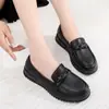 Zapatos de Mujer de Piel de Vaca de Primera Capa, Nuevo Estilo Zapatos Individuales Transpirables de Suela Blanda, Zapatos de Cuero Casual Antideslizantes para Personas de Mediana Edad y Mayores, Zapatos Planos para Mamá