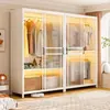 Guarda-roupa de metal em aço, novo modelo 2026, design popular, para guardar roupas, adequado para quartos de casa e apartamentos de aluguel, fácil de montar