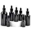 Frasco de Óleo Essencial de 10ml, Frasco de Vidro Preto, Frasco Dosador Cosmético, Frasco de Óleo Essencial Violeta de 5-100ml, Material Preto Puro