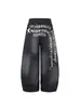 Calça Jogger Esportiva Lavada com Estampa de Letras Estilo Americano para Homens e Mulheres, Caimento Solto, Emagrecedora, Calça Casual de Perna Larga para Street Dance