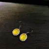 Pendientes de Moda con Aguja de Plata 925 Incrustados de Calcedonia Verde Ágata Verde Yang Pendientes de Jade Sencillos Pendientes para Mujer