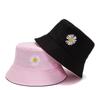 Sombrero de Pescador de Ala Corta de Color Sólido con Margarita para Cuatro Estaciones, Sombrero de Pescador de Doble Cara, Sombrero para el Sol de Exterior, Sombrero de Pescador Transfronterizo, Protección Solar
