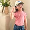Roupas de Primavera Novas para Meninas Camiseta de Manga Curta Colete de Seda Gelada Camisa Básica com Borda de Renda Roupa de Bebê Verão Infantil