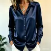En stock 2026 nueva primavera y otoño transfronterizo Amazon estación independiente europea y americana elegante camisa de satén de manga larga para mujer