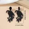 Um Par de Brincos de Gato Preto, Tulipas Rosas, Design de Moda Criativo, Material Acrílico, Festa de Halloween