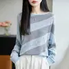 [Directo del Fabricante] Suéter de mujer con bloques de color, de un solo hombro, manga murciélago, top fino de punto para otoño, diseño de moda con huecos