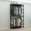 Perchero de Hierro Artístico de Estilo Abierto para Uso Doméstico Simple, Zapatero Metálico de Doble Capa, Ensamblaje de Estante de Armario