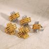 Design silencioso senso 18K ouro aço inoxidável ouro e prata cor combinando costela X brincos aço inoxidável jóias atacado