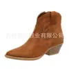 Juyuan 2026 Otoño/Invierno Nuevo Estilo Europeo y Americano En Stock Comercio Exterior Talla Grande Escote Bajo Tacón Grueso Botas para Mujer WISH Amazon Botas de Cuero