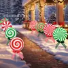 Amazon Cartel Navideño para Jardín Exterior Lazo Navideño Grande Decoraciones de Caramelo con Estaca Cartel para Jardín