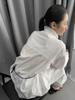 Camisa Feminina Evertrue Outono Novo Estilo Coreano Solta High-End Gola Folha de Lótus Camisa Branca 92303