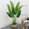 Maceta de planta verde artificial Decoración de plátano de planta artificial nórdica hoja de tortuga estilo ins sala de estar decoración interior grande