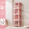 Vitrina de Cristal Rosa para Guardar y Exhibir Artículos, Vitrina a Prueba de Polvo, Armario de Almacenamiento, Vitrina para Figuras