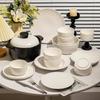 Mesa de Hotel Tigela Pratos e Prato Branco Puro Conjunto Doméstico Cor de Esmalte Inferior de Alta Temperatura Cerâmica Louça Leve Luxo Sensação de Alto Padrão Pratos e Prato