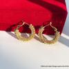 Alumínio de luxo galvanchado ouro real elegante incrustado brincos de anel de diamante feminino dourado All-match brincos