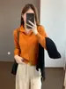 Estilo coreano, toque de alta qualidade - este suéter de tricô versátil pode ser usado em três estações, criando um visual elegante e que afina a silhueta.. Perfeito para camadas. Suéter de tricô feminino, outono/inverno 2026, H091612
