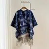 Xale de Cashmere Sintético de Alta Qualidade com Pintura a Tinta Estilo Chinês, Cachecol Quente Versátil para Viagens de Inverno, Manto Espessado