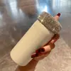 Taza de Agua Exquisita de Acero Inoxidable 304 de Gama Alta, Estilo Celebridad de Internet, Alto Valor Estético, Vaso Recto Incrustado de Diamantes, Mini Venta Caliente Transfronteriza Directo de Fábrica