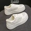 Sapatos de Malha Respirável de Couro Bovino de Primeira Camada para Verão Feminino, Cadarço, Sapatos Brancos de Solado Grosso, Tênis Esportivos Casuais Versáteis