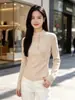 Suéter de punto ajustado con cuello alto irregular para mujer, nuevo estilo otoño/invierno, diseño adelgazante