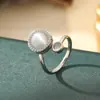 Moda Coreana Novo Anel Aberto de Pedra Olho de Gato para Mulheres, Anel Elegante de Alta Qualidade para Dedo Indicador, Anel Popular