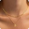 Amazon Transfronterizo Nuevo Collar con Colgante de 26 Letras de Oro de 18K Cadena de Clavícula en Capas Moderna y Exquisita Juego de Dos Piezas para Mujer