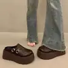 Populares zapatos Birkenstock de plataforma con suela gruesa, sin cordones, para mujer, nueva colección otoño 2026, cómodos, de punta cerrada, para exteriores, tipo zapatilla de media caña