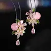 Brincos de Flor de Zircônia Estilo Floresta Doce Agulha de Prata, Brincos de Personalidade Niche Fashion, Agulha de Prata 925 Leve Luxo