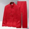 Nuevo Traje Tang con Patrón de Dragón Estilo Chino para Hombre, Conjunto de Manga Larga de Seda de Hielo, Hanfu de Primavera y Verano para Personas de Mediana Edad y Mayores, Atuendo Tai Chi para Papá y Abuelo