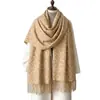 Cachecol outono e inverno Tory Burch, xale feminino, xale quente geométrico de imitação de cashmere, xale de cashmere para usar por cima da roupa