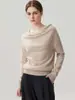 Suéter de cachemira para mujer, estilo francés, corte holgado, manga murciélago, top de punto liso simple