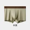 2026 nova cueca boxer masculina com cinto xadrez, 100% algodão, virilha antibacteriana de corte reto