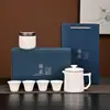 Set de Té de Jade Estilo Chino de Alta Gama Cerámica Una Tetera Cuatro Tazas Evento de Reunión Anual de Empresa Regalo de Negocio