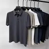 Comércio Exterior Fornecimento Direto Estilo Americano Camiseta de Seda de Gelo Manga Curta Masculina Verão Casual Camisa Polo Lapela de Negócios Respirável Tamanho Plus Manga Meia