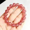 Pulseira de Cristal de Morango Natural com Contas de 10mm Joia de Moda Feminina Fabricante Atacado