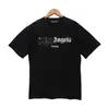 Versão Correta da Camiseta Pronta Redonda de Manga Curta Solta Palm Palm Angels Estampa de Letras Splash Transfronteiriça