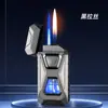 Isqueiro de charuto azul de ignição direta th653 para fornecimento transfronteiriço, grande capacidade, com câmara de gás visível, portátil e recarregável