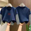 Camiseta de manga comprida para meninas, coleção outono 2026, novo estilo, base de algodão puro, fofa, look de outono de duas peças, top